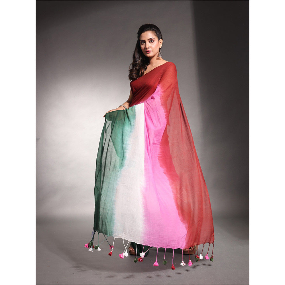 CHARUKRITI Multi-Color Pure Cotton Tie & Dye Saree