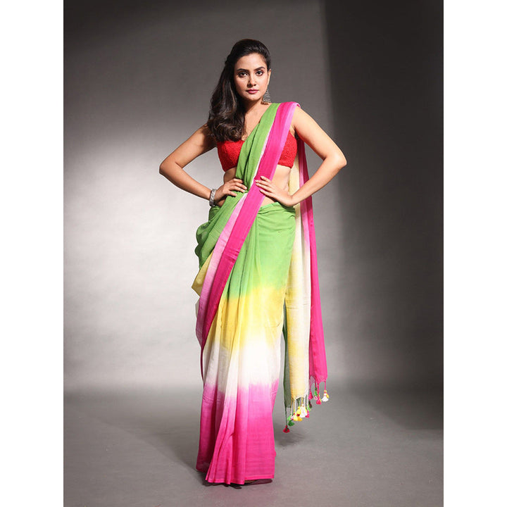 CHARUKRITI Multi-Color Pure Cotton Tie & Dye Saree