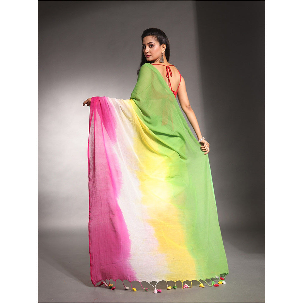 CHARUKRITI Multi-Color Pure Cotton Tie & Dye Saree