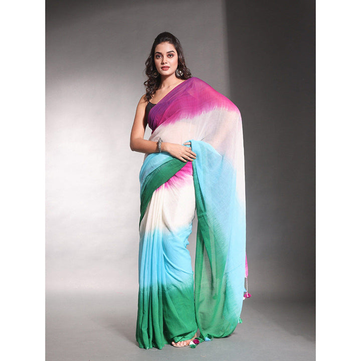 CHARUKRITI Multi-Color Pure Cotton Tie & Dye Saree