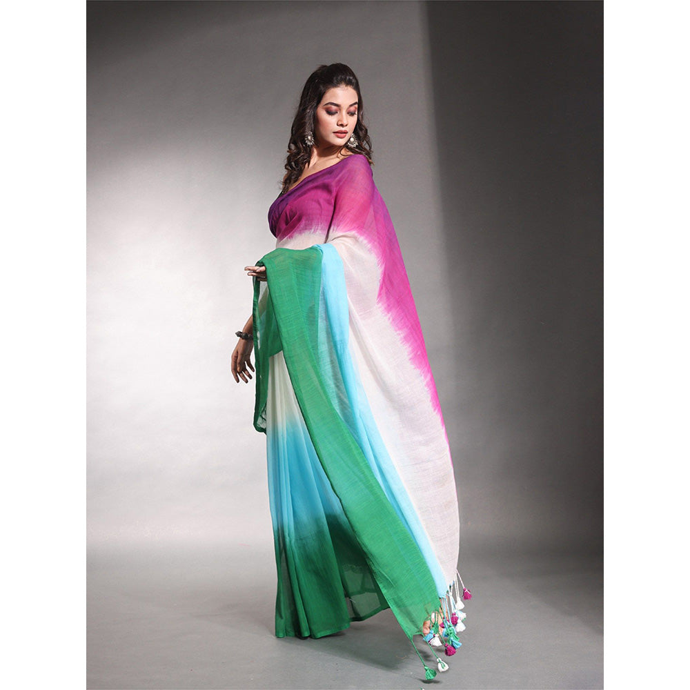 CHARUKRITI Multi-Color Pure Cotton Tie & Dye Saree