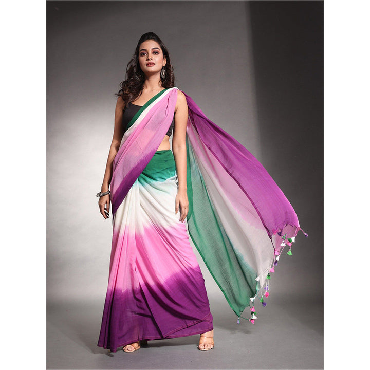 CHARUKRITI Multi-Color Pure Cotton Tie & Dye Saree