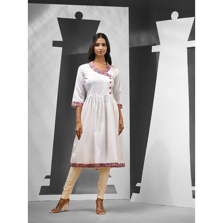 CHARUKRITI White Cotton Dress Solid Kurta