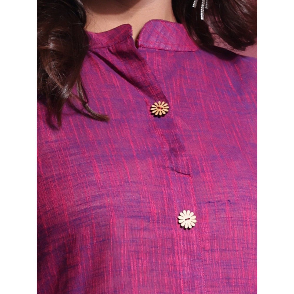 CHARUKRITI Violet Solid Cotton A-Line Kurta