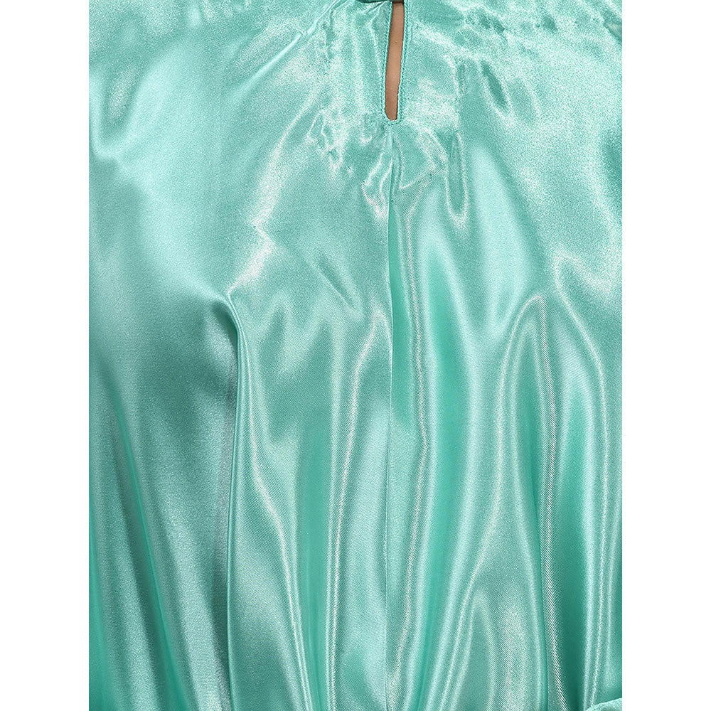 CHARUKRITI Mint Green Solid Kaftan & Straight Pant with Sequins (Set of 2)