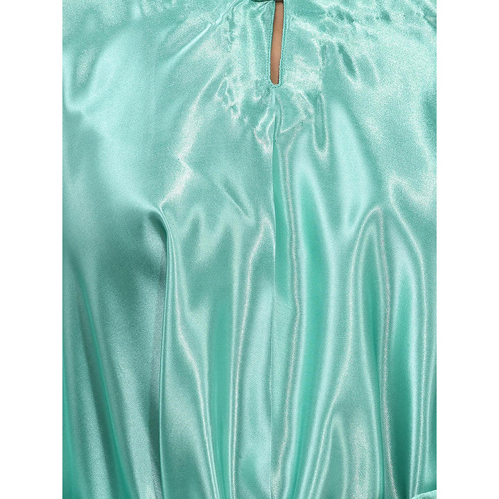 CHARUKRITI Mint Green Solid Kaftan & Straight Pant with Sequins (Set of 2)