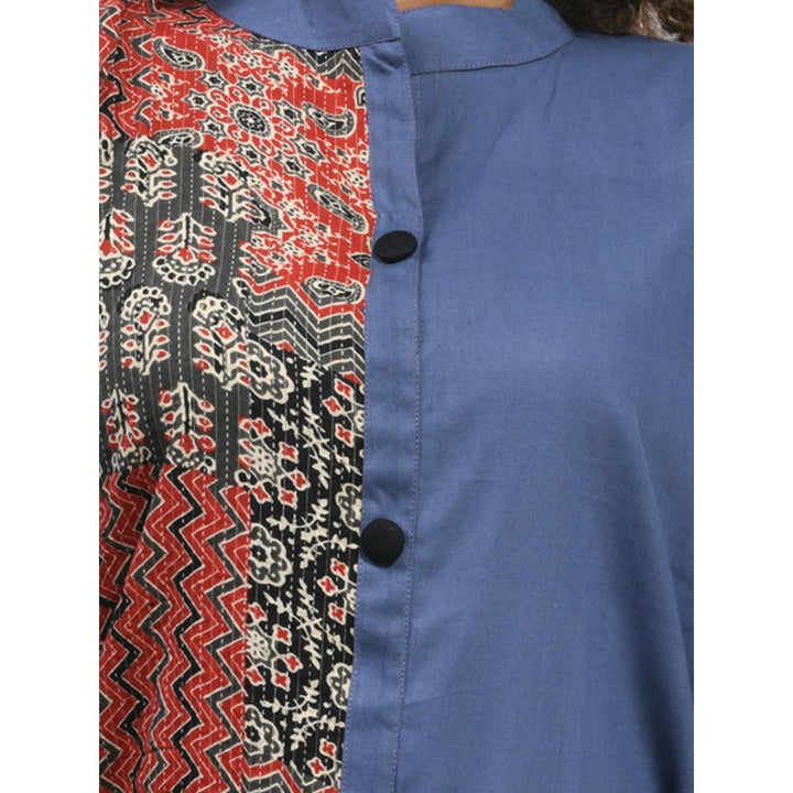 CHARUKRITI Grey Cotton Ajrak Printed Straight Kurta