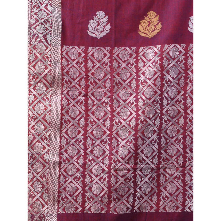 CHARUKRITI Magenta Cotton Soft Nakshi Pattern Saree with Unstitched Blouse