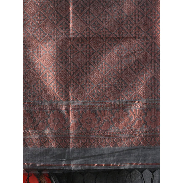 CHARUKRITI Grey Silk Matka Soft Paisley Motifs Saree with Unstitched Blouse