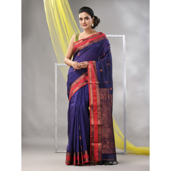 CHARUKRITI Purple Silk Matka Soft Paisley Motifs Saree with Unstitched Blouse