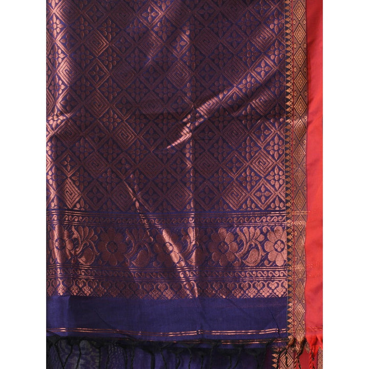 CHARUKRITI Purple Silk Matka Soft Paisley Motifs Saree with Unstitched Blouse