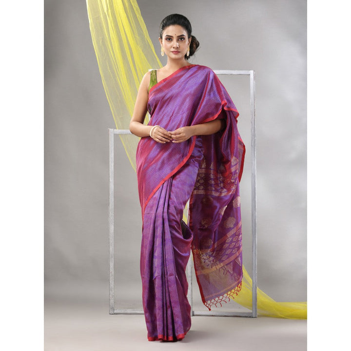 CHARUKRITI Lilac Silk Matka Dual-Tone Soft Saree with Unstitched Blouse