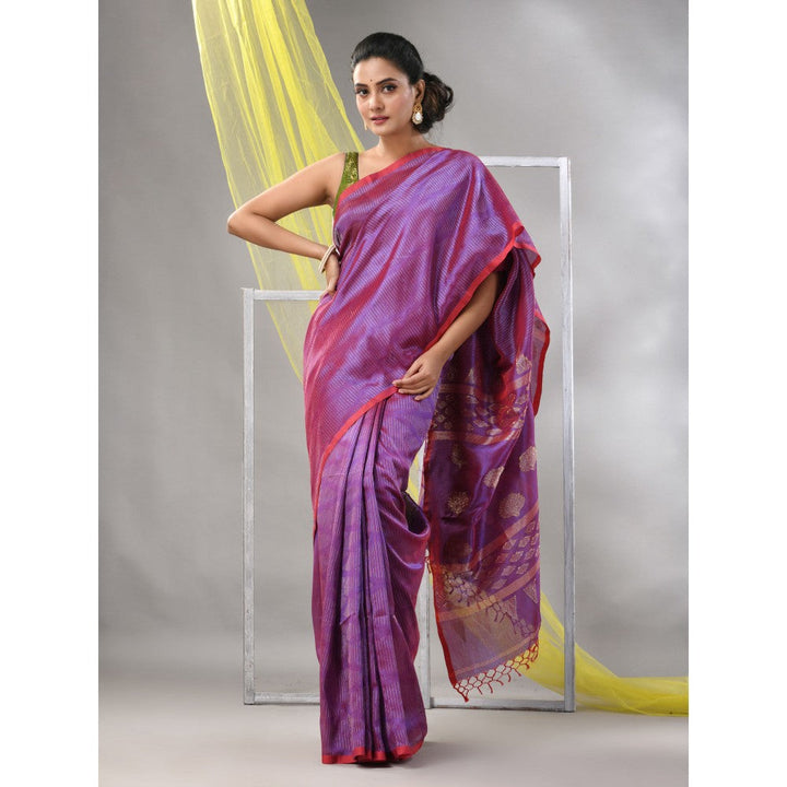 CHARUKRITI Lilac Silk Matka Dual-Tone Soft Saree with Unstitched Blouse