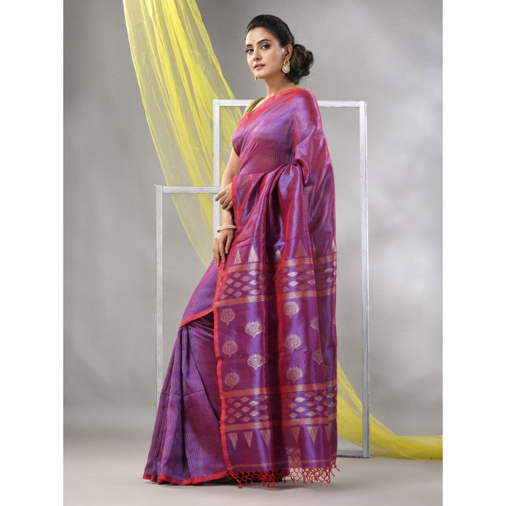 CHARUKRITI Lilac Silk Matka Dual-Tone Soft Saree with Unstitched Blouse