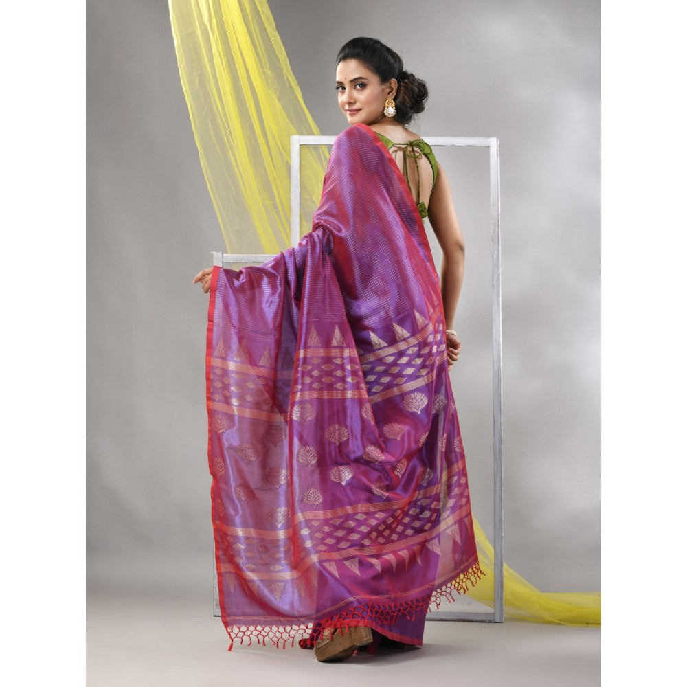 CHARUKRITI Lilac Silk Matka Dual-Tone Soft Saree with Unstitched Blouse