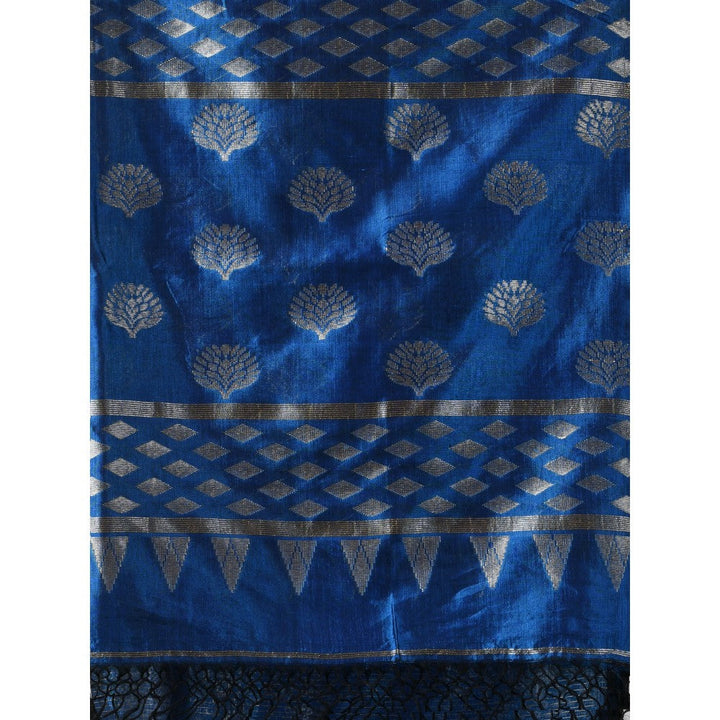 CHARUKRITI Sapphire Blue Silk Matka Soft Saree with Unstitched Blouse