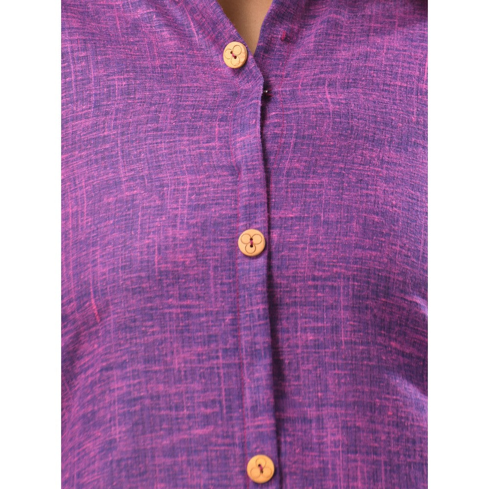 CHARUKRITI Purple Solid Cotton A-Line Kurta