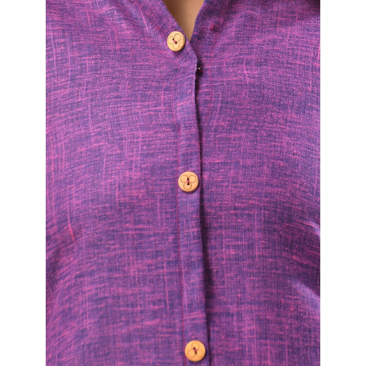 CHARUKRITI Purple Solid Cotton A-Line Kurta