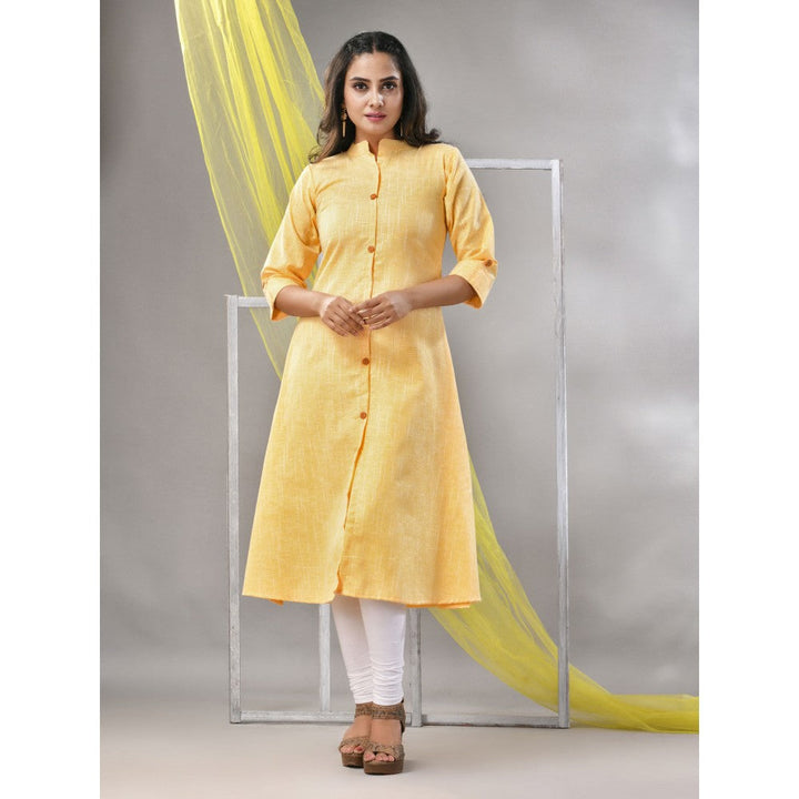 CHARUKRITI Orange Solid Cotton A-Line Kurta