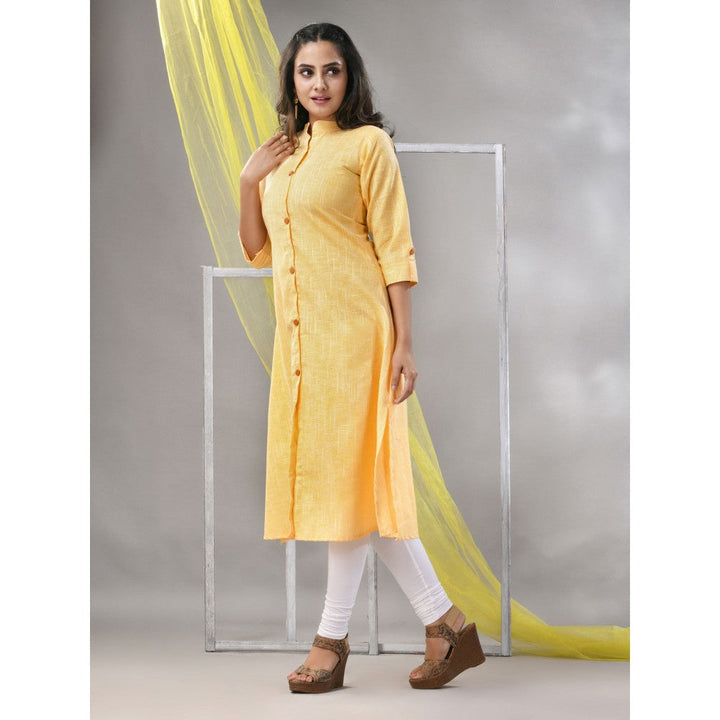 CHARUKRITI Orange Solid Cotton A-Line Kurta