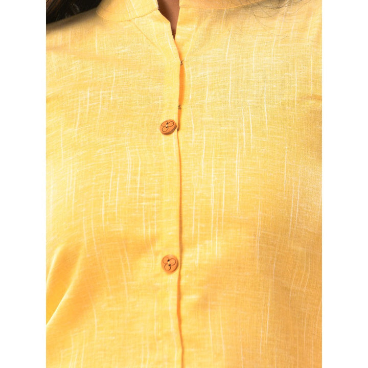 CHARUKRITI Orange Solid Cotton A-Line Kurta