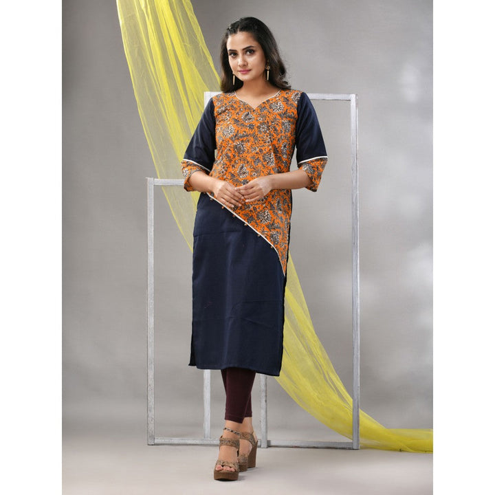 CHARUKRITI Black Cotton Ajrak Printed Straight Kurta