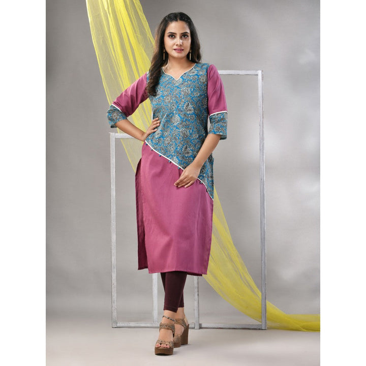 CHARUKRITI Mauve Cotton Ajrak Printed Straight Kurta