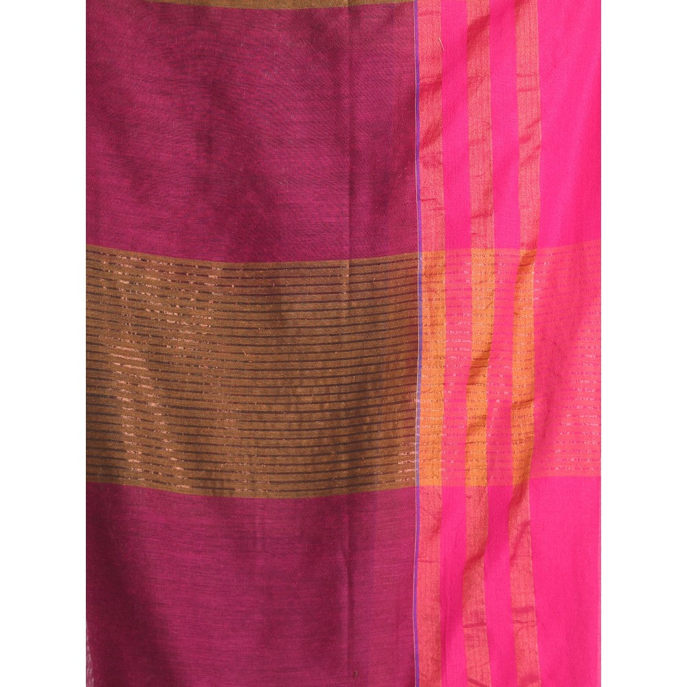 CHARUKRITI Mustard Cotton Saree with Zari Border with Unstitched Blouse