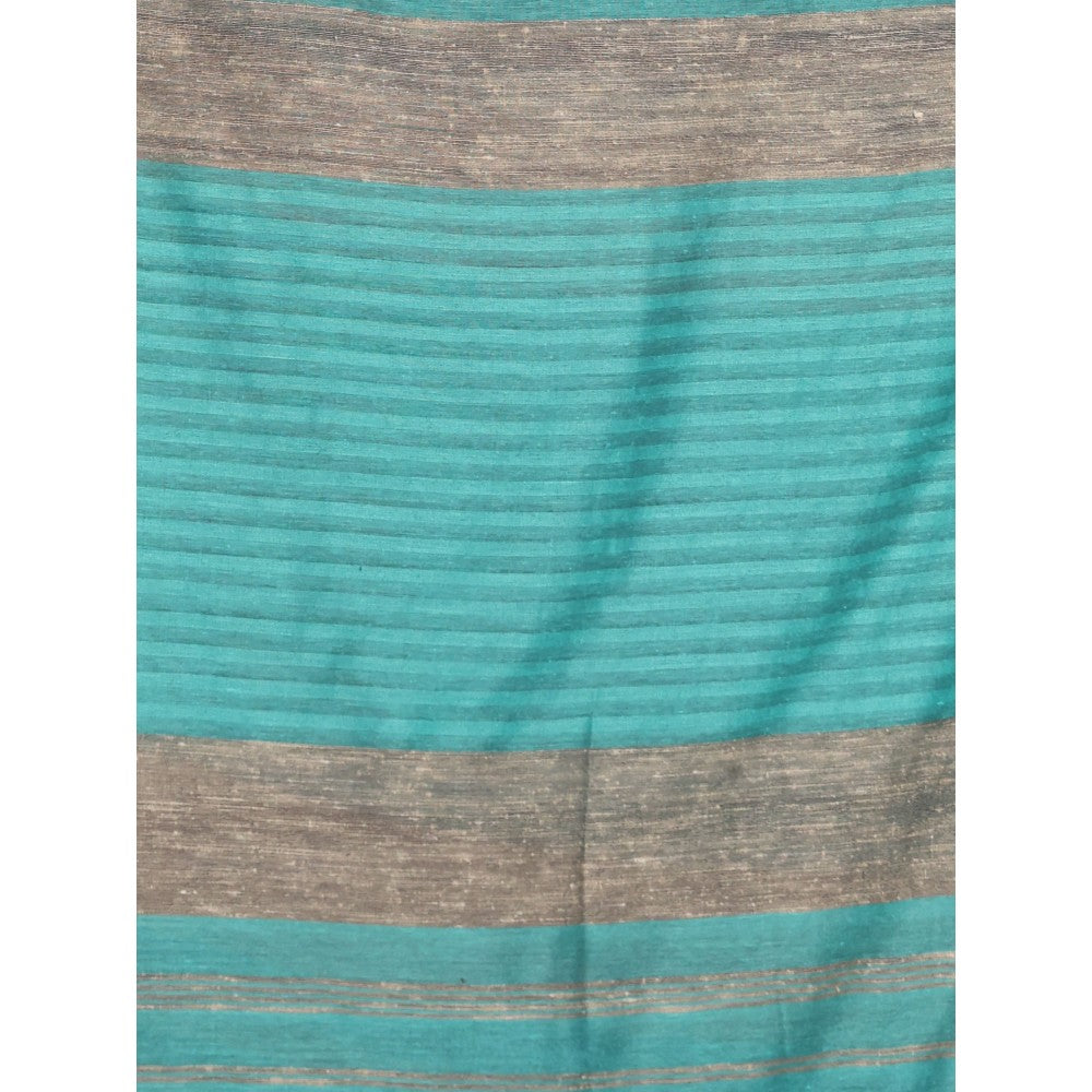 CHARUKRITI Sky Blue Patli Pallu Cotton Texture Design Saree with Unstitched Blouse