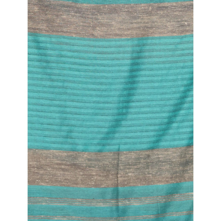 CHARUKRITI Sky Blue Patli Pallu Cotton Texture Design Saree with Unstitched Blouse