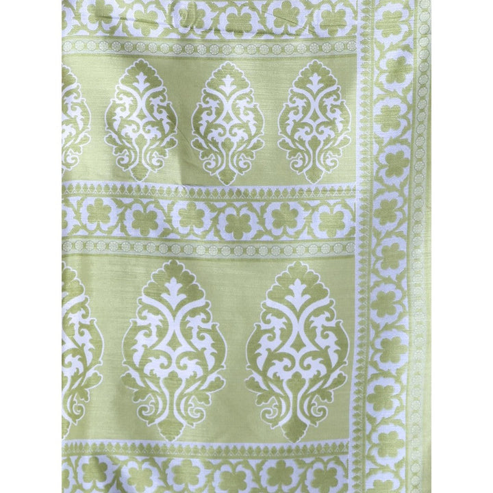 CHARUKRITI Lime Green Silk Soft Floral Print Saree with Unstitched Blouse