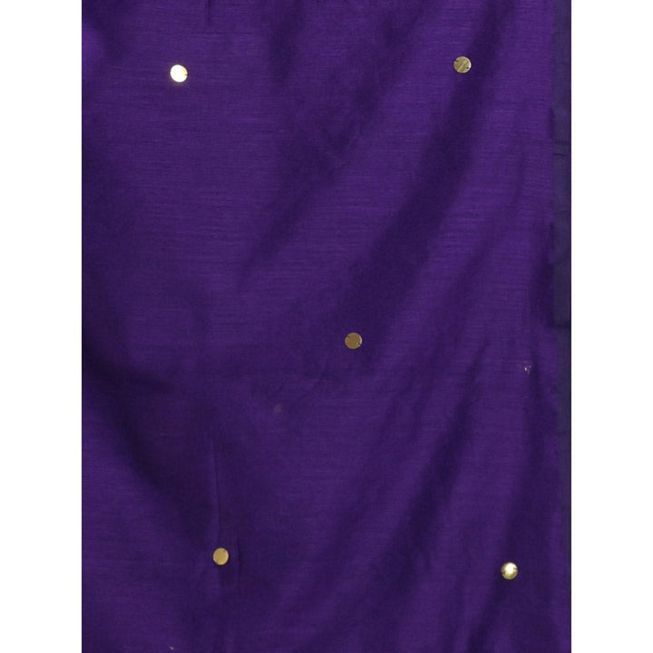 CHARUKRITI Purple Pure Cotton Soft Sequined Saree with Unstitched Blouse