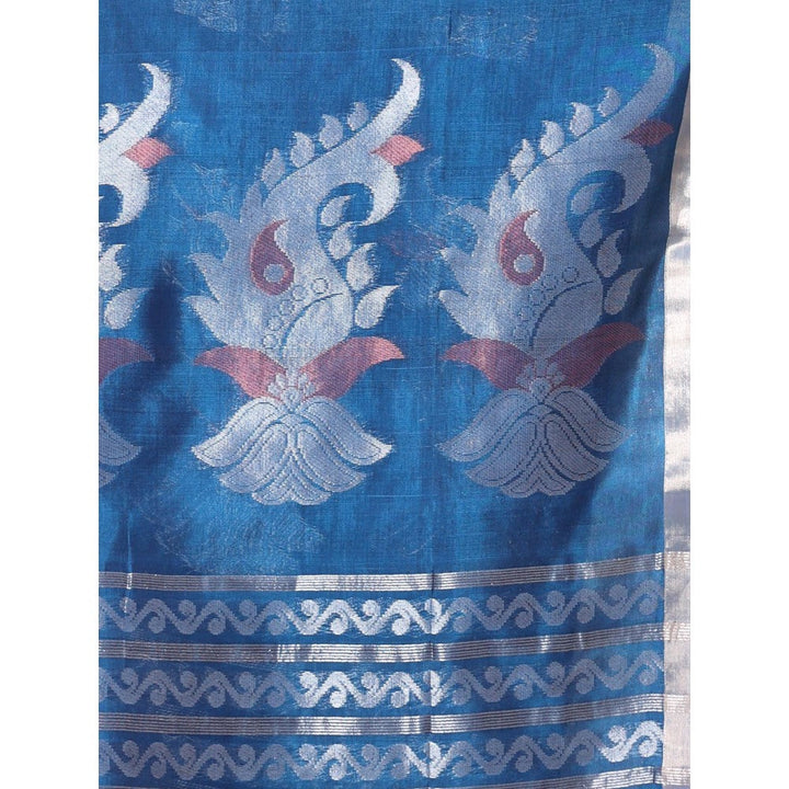 CHARUKRITI Sapphire Blue Silk Matka Soft Saree Nakshi Motifs with Unstitched Blouse