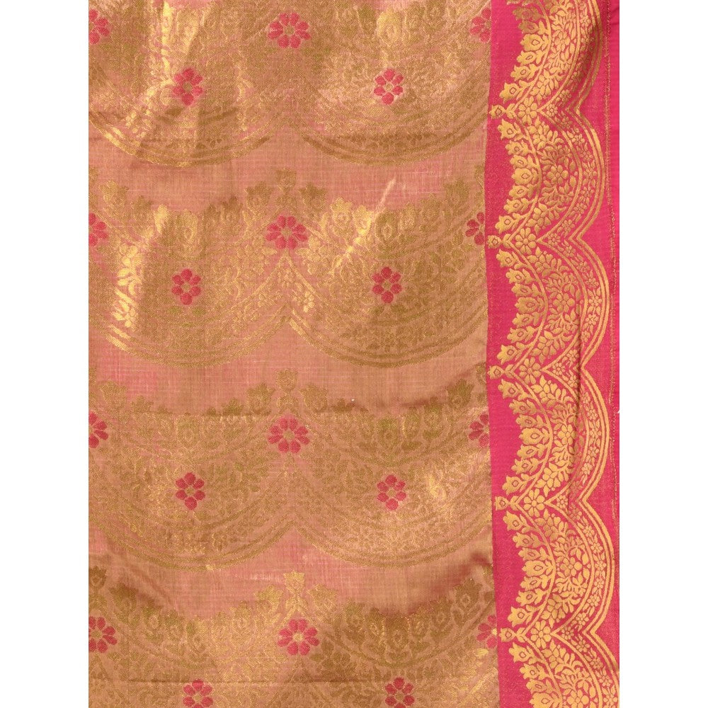 CHARUKRITI Light Green Texture Motifs Tissue Silk Zari Border Saree with Unstitched Blouse