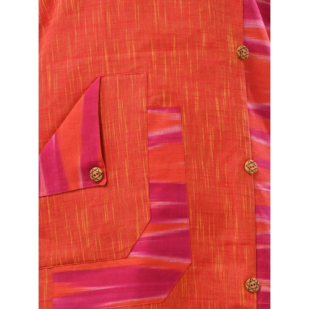 CHARUKRITI Orange Cotton Printed Straight Kurta