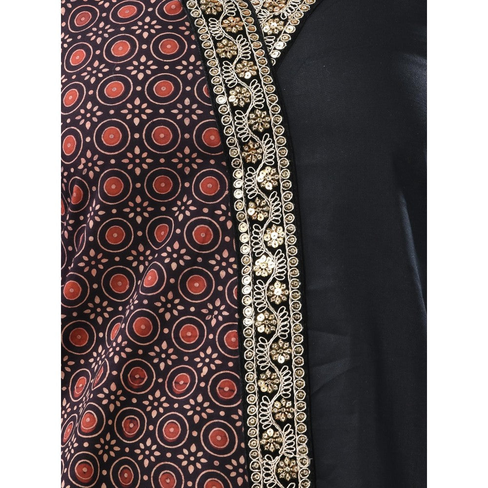 CHARUKRITI Black Ajrakh Printed Cotton Straight Kurta