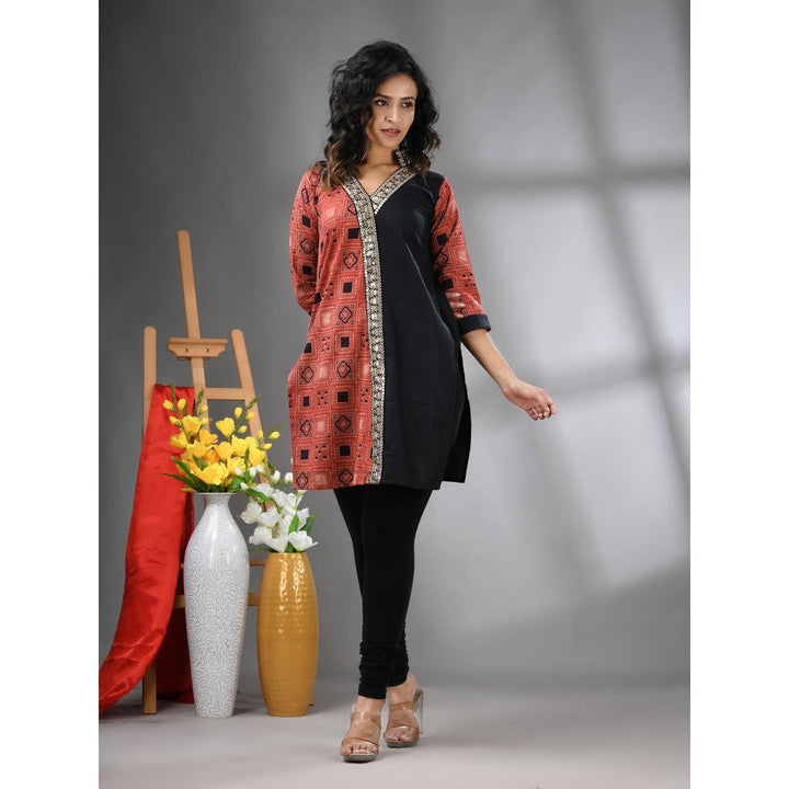 CHARUKRITI Black Ajrakh Printed Cotton Straight Kurta