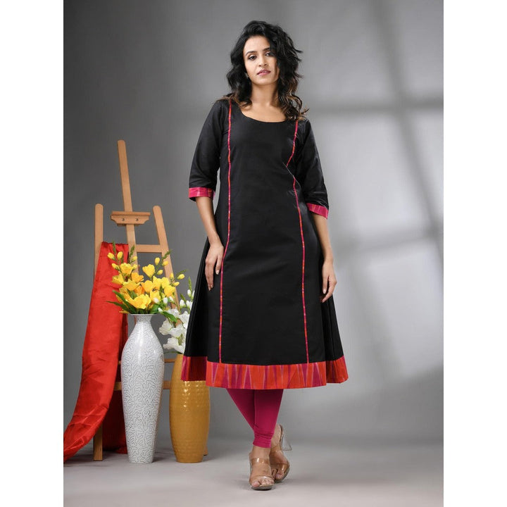 CHARUKRITI Pink Solid Cotton A-Line Kurta