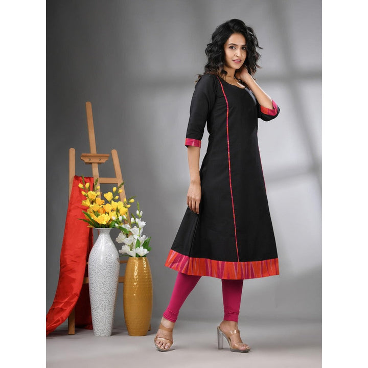 CHARUKRITI Pink Solid Cotton A-Line Kurta