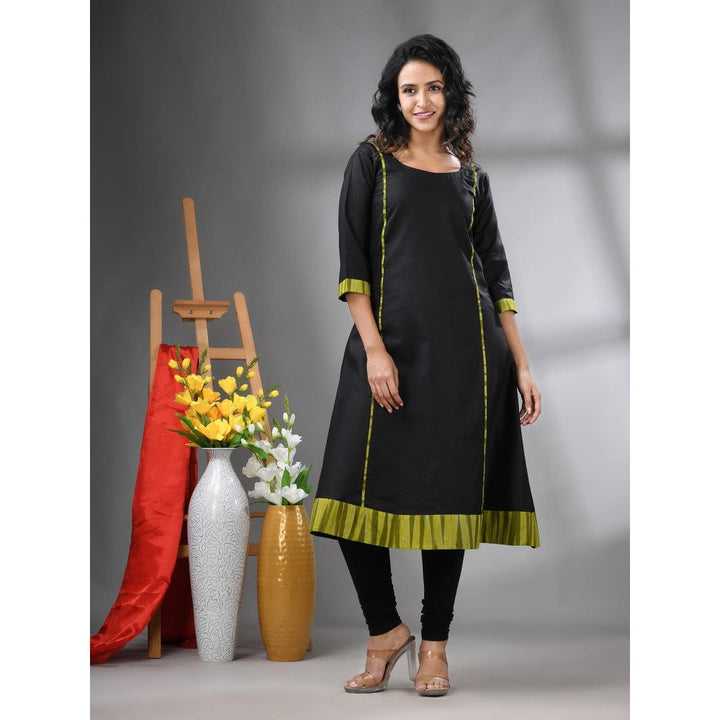 CHARUKRITI Green Solid Cotton A-Line Kurta