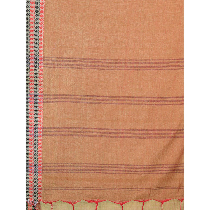 CHARUKRITI Brown Cotton Soft Woven Nakshi Borders Saree with Unstitched Blouse