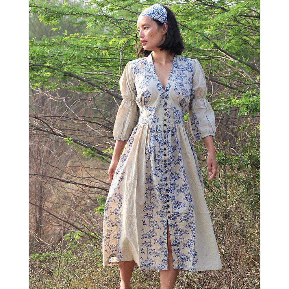 Chidiyaa Beige Cotton Dress