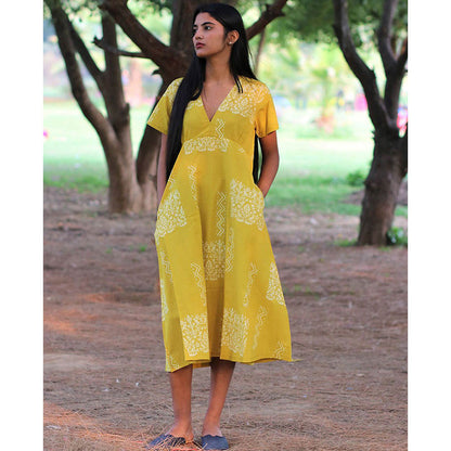 Chidiyaa Yellow Cotton Dress