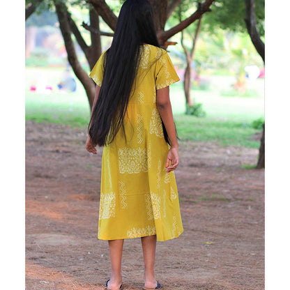 Chidiyaa Yellow Cotton Dress