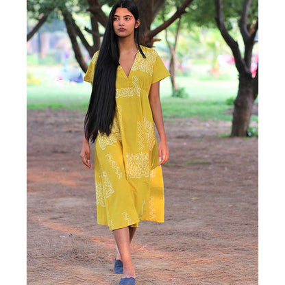 Chidiyaa Yellow Cotton Dress