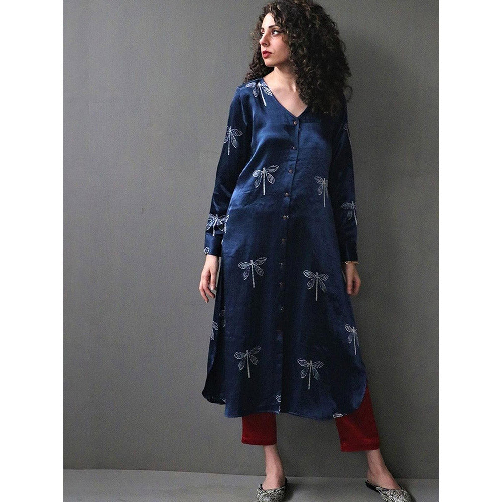 Chidiyaa Bhamerii Handprinted Mashru Silk Kurta Set