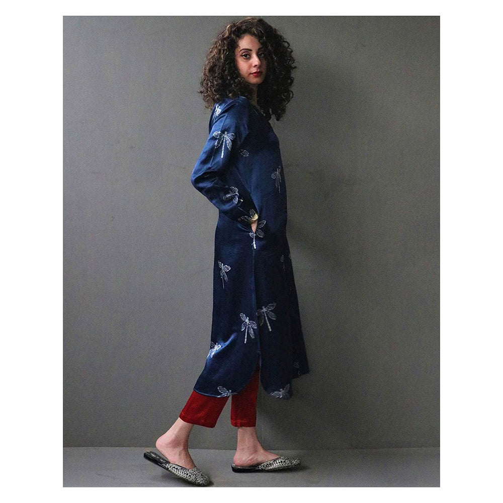 Chidiyaa Bhamerii Handprinted Mashru Silk Kurta Set