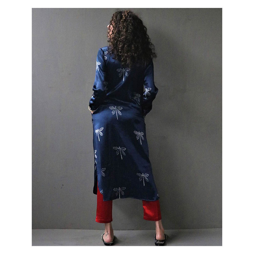 Chidiyaa Bhamerii Handprinted Mashru Silk Kurta Set