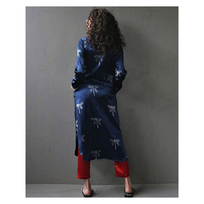Chidiyaa Bhamerii Handprinted Mashru Silk Kurta Set