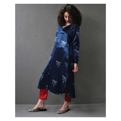 Chidiyaa Bhamerii Handprinted Mashru Silk Kurta Set